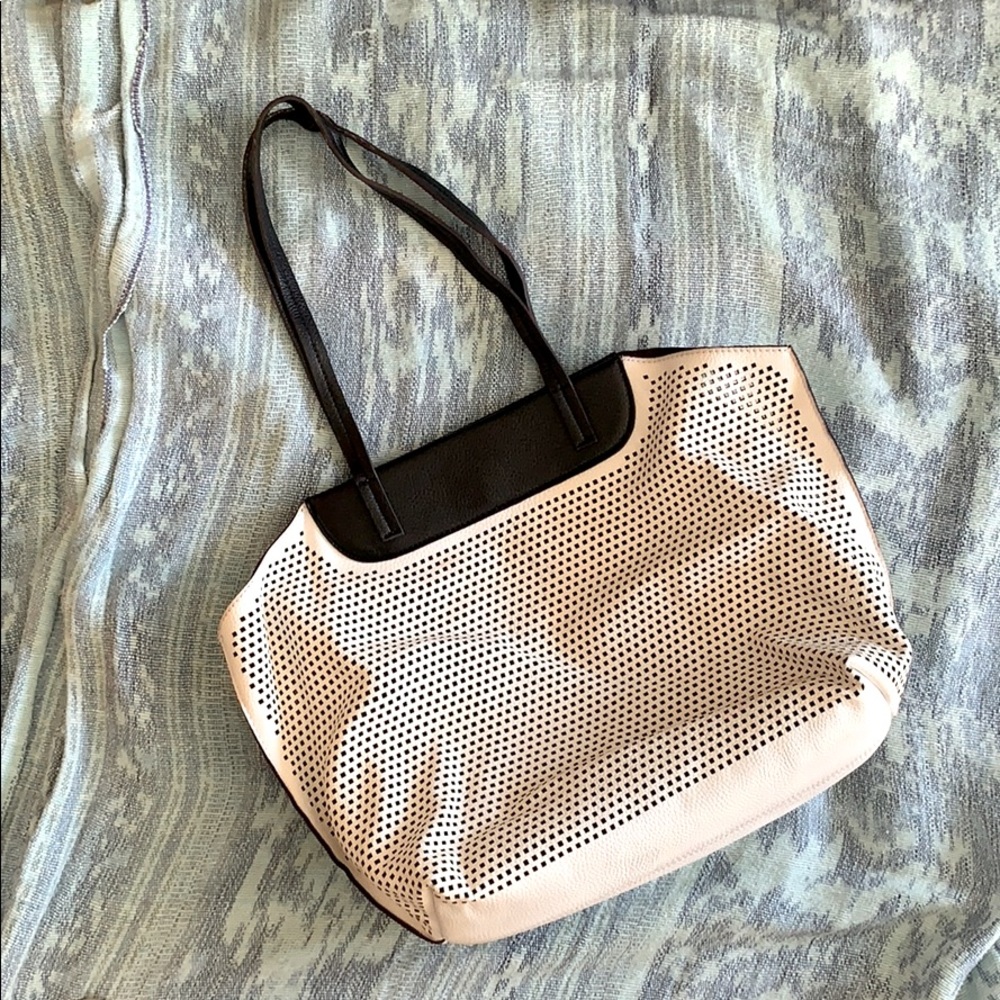 Black & white leather tote bag